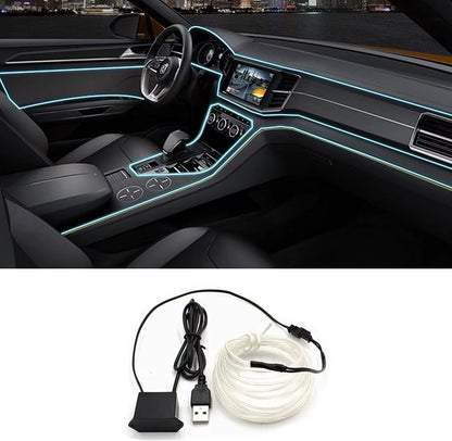 3M EL Cold Light Atmosphere Lamp with USB - DIY Decorative LED Ambient Lighting for Car Interior Dashboard Console Accessories