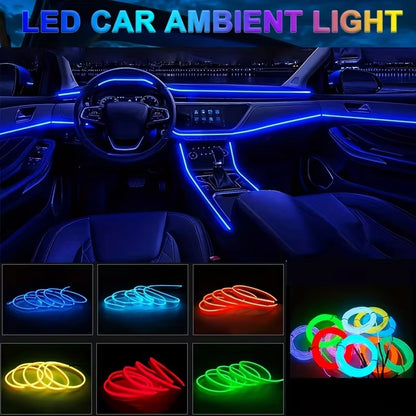 3M EL Cold Light Atmosphere Lamp with USB - DIY Decorative LED Ambient Lighting for Car Interior Dashboard Console Accessories