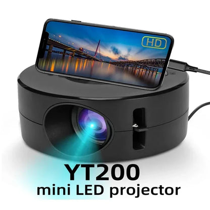 YT200 Smart HD LED Projector with Auto Focus, 1080P Video Decoding, Android Home Theater, and Portable Outdoor Capability