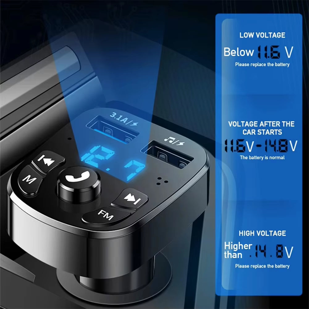 Car Bluetooth 5.0 Music Player FM Transmitter Dual USB Port Car Charger MP3 Receiver 3.1A Fast Charger Audio Recciever