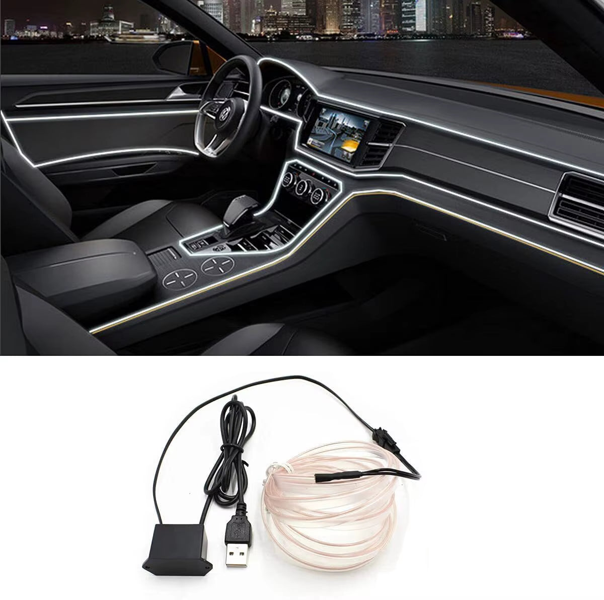 3M EL Cold Light Atmosphere Lamp with USB - DIY Decorative LED Ambient Lighting for Car Interior Dashboard Console Accessories