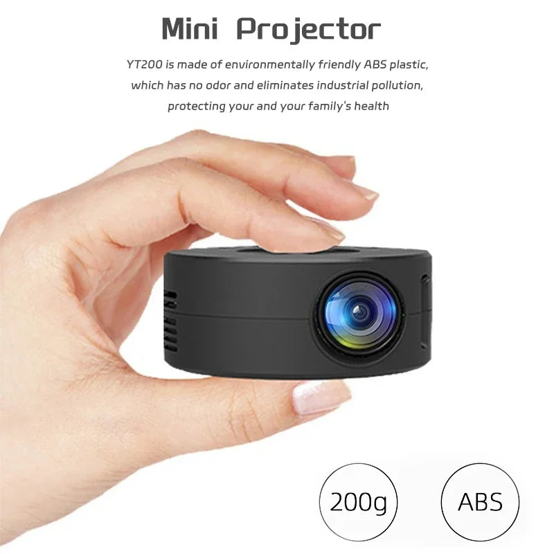 YT200 Smart HD LED Projector with Auto Focus, 1080P Video Decoding, Android Home Theater, and Portable Outdoor Capability